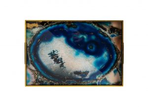 Atlantis Blue & Gold Abstract Tray