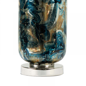 Blue & Gold Abstract Glass Lamp