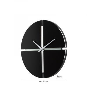 Quattro Black Glass Mirror Wall Clock