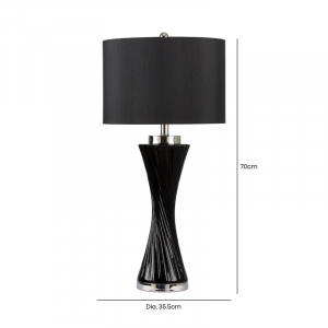 Black Glass Twist Table Lamp