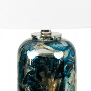 Blue & Gold Abstract Glass Lamp