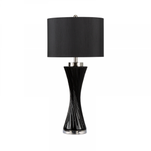 Black Glass Twist Table Lamp