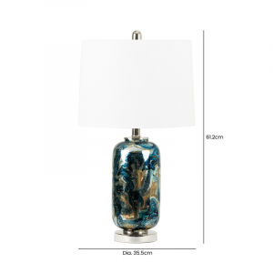 Blue & Gold Abstract Glass Lamp