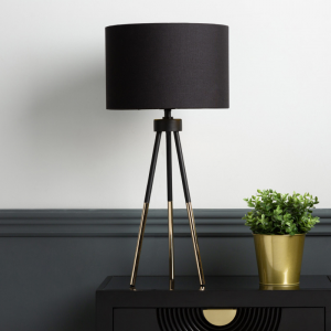 Black & Gold Tripod Lamp