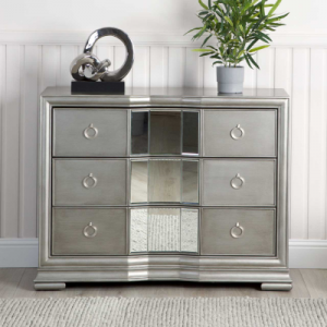Parisian Grey Washed & Mirrored Chest of Drawers