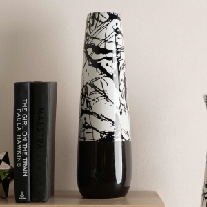 Black & White Abstract Vase 38cm