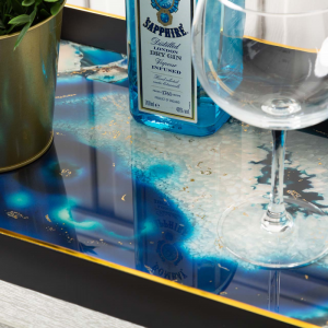 Atlantis Blue & Gold Abstract Tray