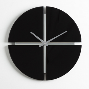 Quattro Black Glass Mirror Wall Clock