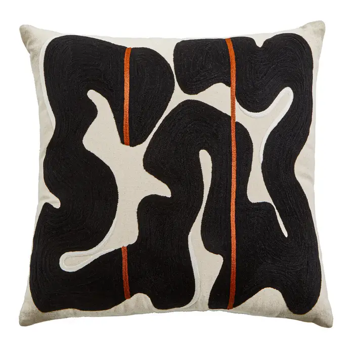 Ashanti Black Beige Orange Square Cushion