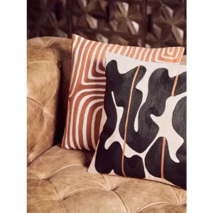 Ashanti Black Beige Orange Square Cushion