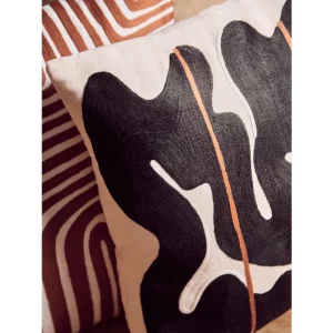 Ashanti Black Beige Orange Square Cushion