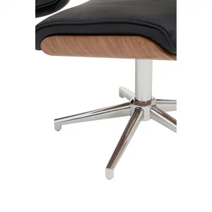 Hiller Faux Black Leather Recliner & Foot Stool