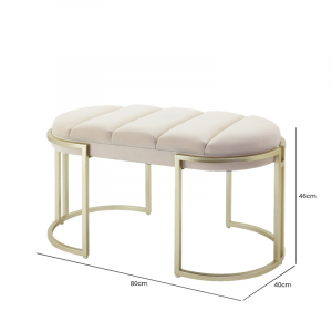 La Boheme Cream Velvet Ottoman