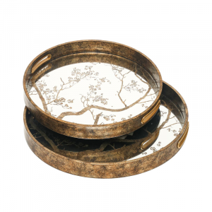 Gold Vintage Set of Round Trays