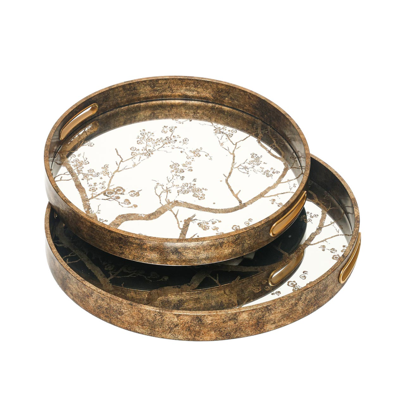 Gold Vintage Set of Round Trays