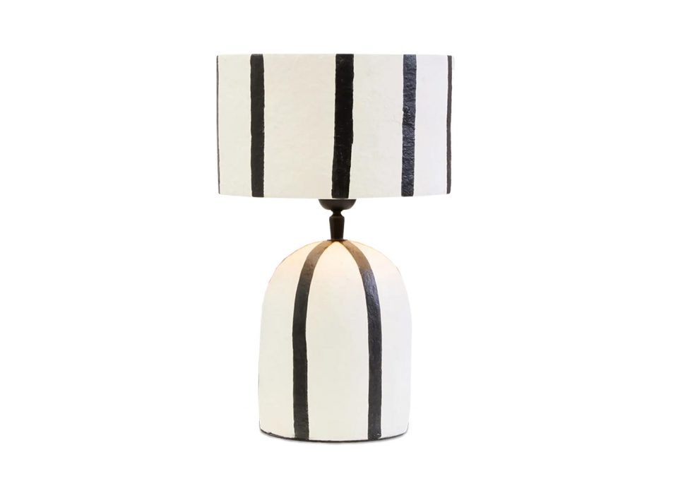 Boho Striped Papier Mâché Lamp