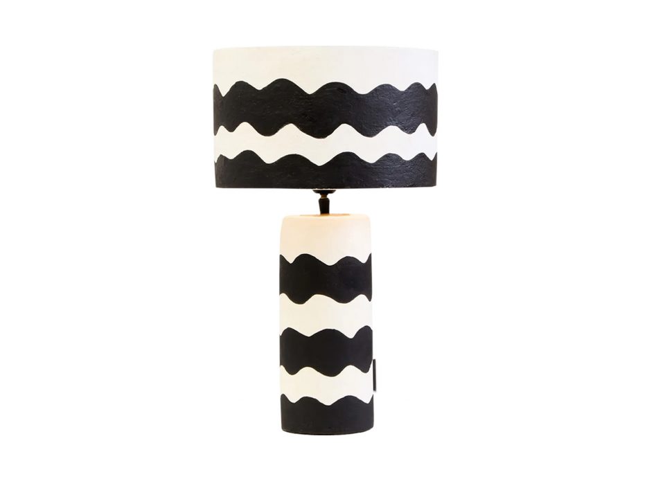 Boho Wavy Papier Mâché Lamp